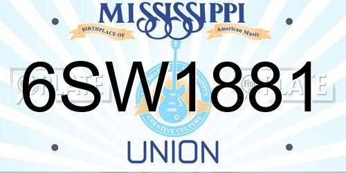 6SW1881 Mississippi License Plate
