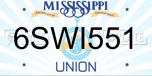 6SWI551 Mississippi License Plate