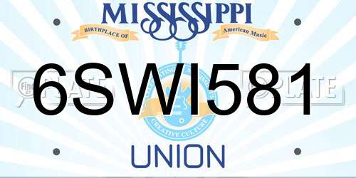6SWI581 Mississippi License Plate