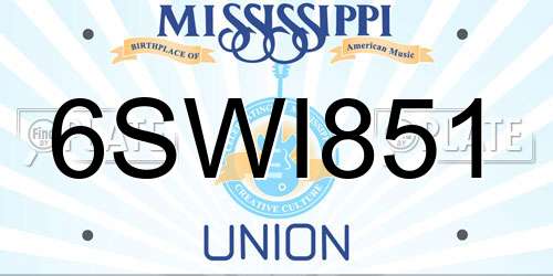 6SWI851 Mississippi License Plate