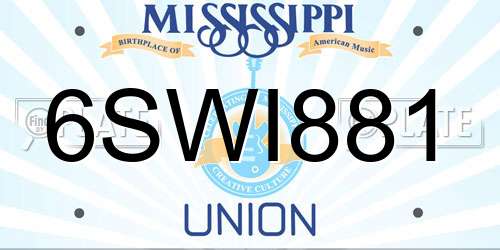 6SWI881 Mississippi License Plate