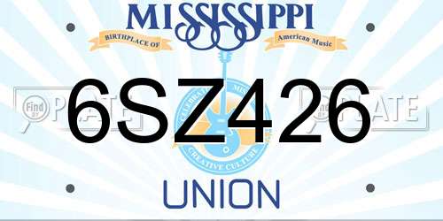 6SZ426 Mississippi License Plate
