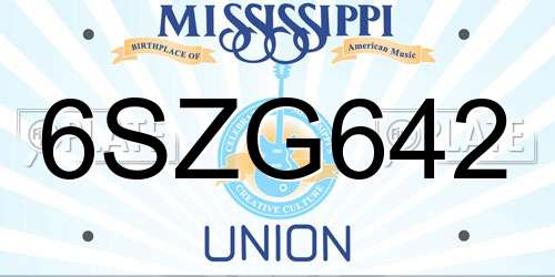 6SZG642 Mississippi License Plate