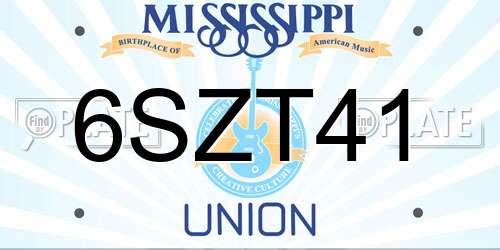 6SZT41 Mississippi License Plate