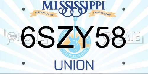 6SZY58 Mississippi License Plate