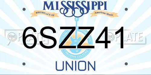 6SZZ41 Mississippi License Plate