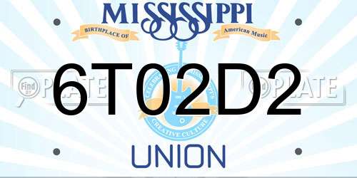 6T02D2 Mississippi License Plate