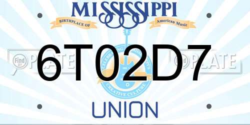 6T02D7 Mississippi License Plate