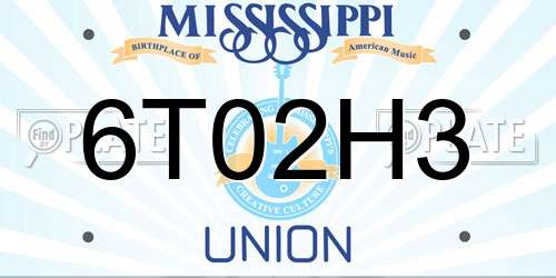 6T02H3 Mississippi License Plate