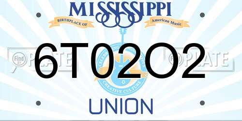 6T02O2 Mississippi License Plate