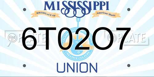 6T02O7 Mississippi License Plate