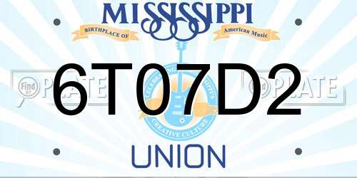 6T07D2 Mississippi License Plate