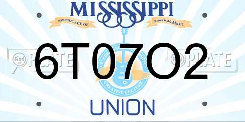 6T07O2 Mississippi License Plate