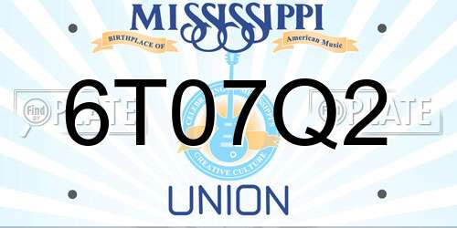 6T07Q2 Mississippi License Plate