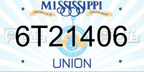 6T21406 Mississippi License Plate