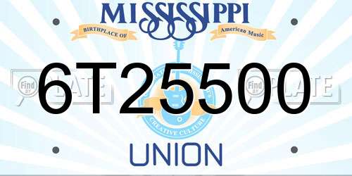 6T25500 Mississippi License Plate