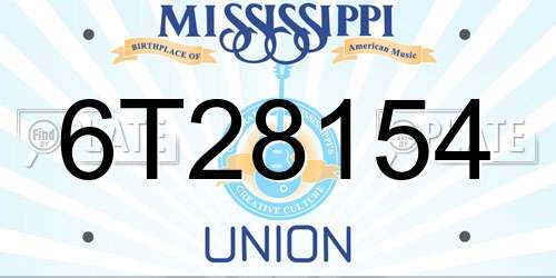 6T28154 Mississippi License Plate