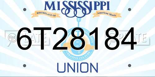 6T28184 Mississippi License Plate