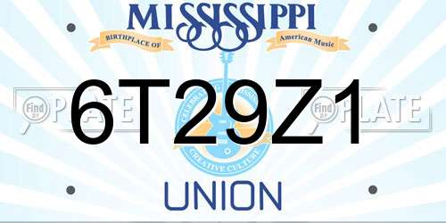 6T29Z1 Mississippi License Plate