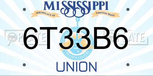 6T33B6 Mississippi License Plate