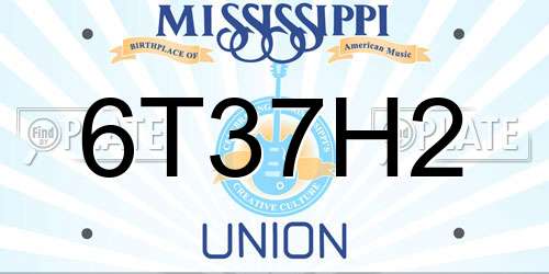 6T37H2 Mississippi License Plate
