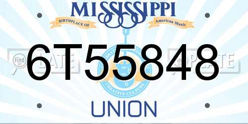 6T55848 Mississippi License Plate