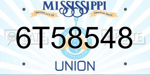6T58548 Mississippi License Plate
