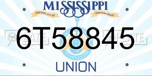 6T58845 Mississippi License Plate