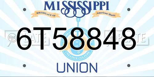 6T58848 Mississippi License Plate