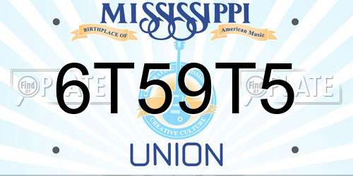 6T59T5 Mississippi License Plate