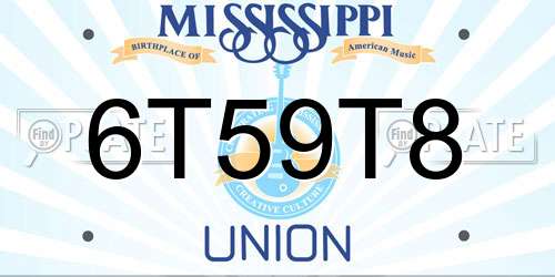 6T59T8 Mississippi License Plate