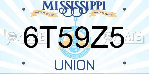 6T59Z5 Mississippi License Plate