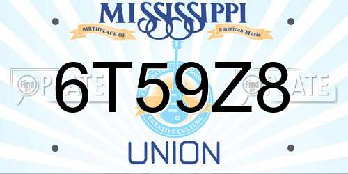 6T59Z8 Mississippi License Plate