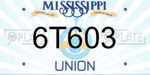 6T603 Mississippi License Plate