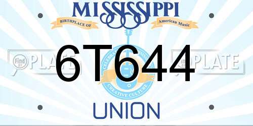 6T644 Mississippi License Plate