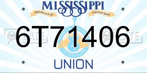 6T71406 Mississippi License Plate