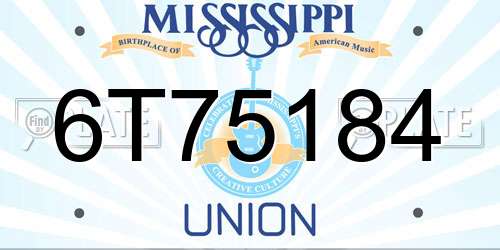 6T75184 Mississippi License Plate