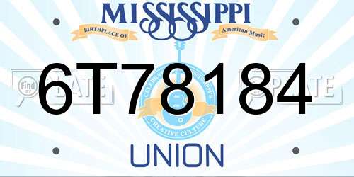 6T78184 Mississippi License Plate