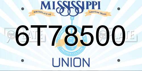 6T78500 Mississippi License Plate