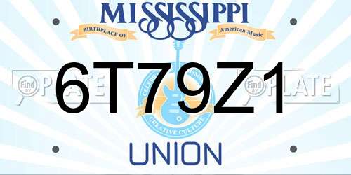 6T79Z1 Mississippi License Plate