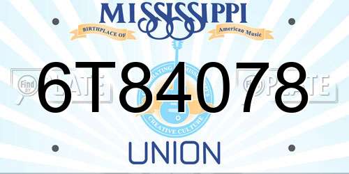 6T84078 Mississippi License Plate