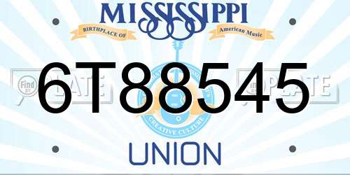 6T88545 Mississippi License Plate
