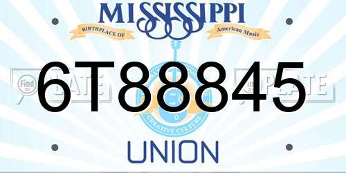 6T88845 Mississippi License Plate