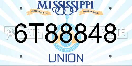 6T88848 Mississippi License Plate