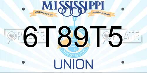 6T89T5 Mississippi License Plate