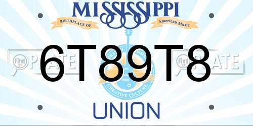 6T89T8 Mississippi License Plate