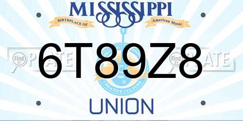 6T89Z8 Mississippi License Plate