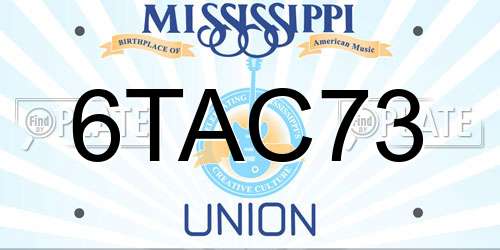 6TAC73 Mississippi License Plate