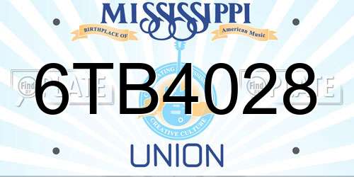 6TB4028 Mississippi License Plate