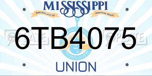 6TB4075 Mississippi License Plate